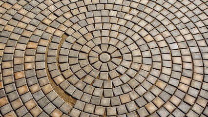 Circular pavers in a decorative pattern