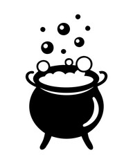 Vector Halloween Cauldron with Bubbles Icon - Transparent Background