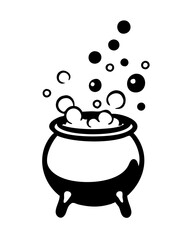 Vector Halloween Cauldron with Bubbles Icon - Transparent Background