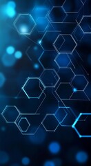 Obraz premium Futuristic blue hexagon background with glowing particles and abstract digital design