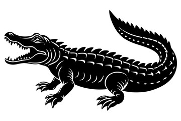 Crocodile silhouette vector art.