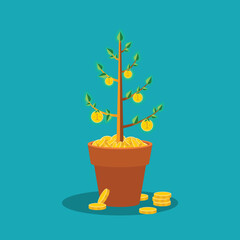 Vector money tree concept in flat style