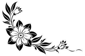 Flowers borders. Collection of design elements isolated on White background. Vector illustration