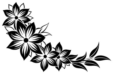 Flowers borders. Collection of design elements isolated on White background. Vector illustration