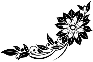 Flowers borders. Collection of design elements isolated on White background. Vector illustration