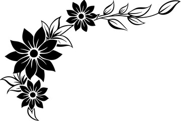 Flowers borders. Collection of design elements isolated on White background. Vector illustration