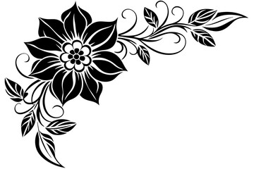 Flowers borders. Collection of design elements isolated on White background. Vector illustration