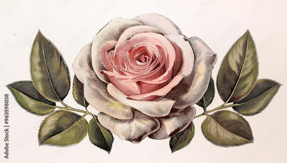 Sticker rose on a white background