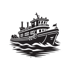 Towboat Silhouette Vector Illustrations – Perfect for Nautical Designs