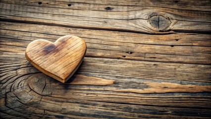 Wooden heart resting on weathered, cracked surface