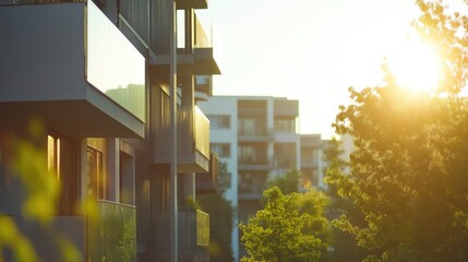 Contemporary multi-family housing with sun shadows