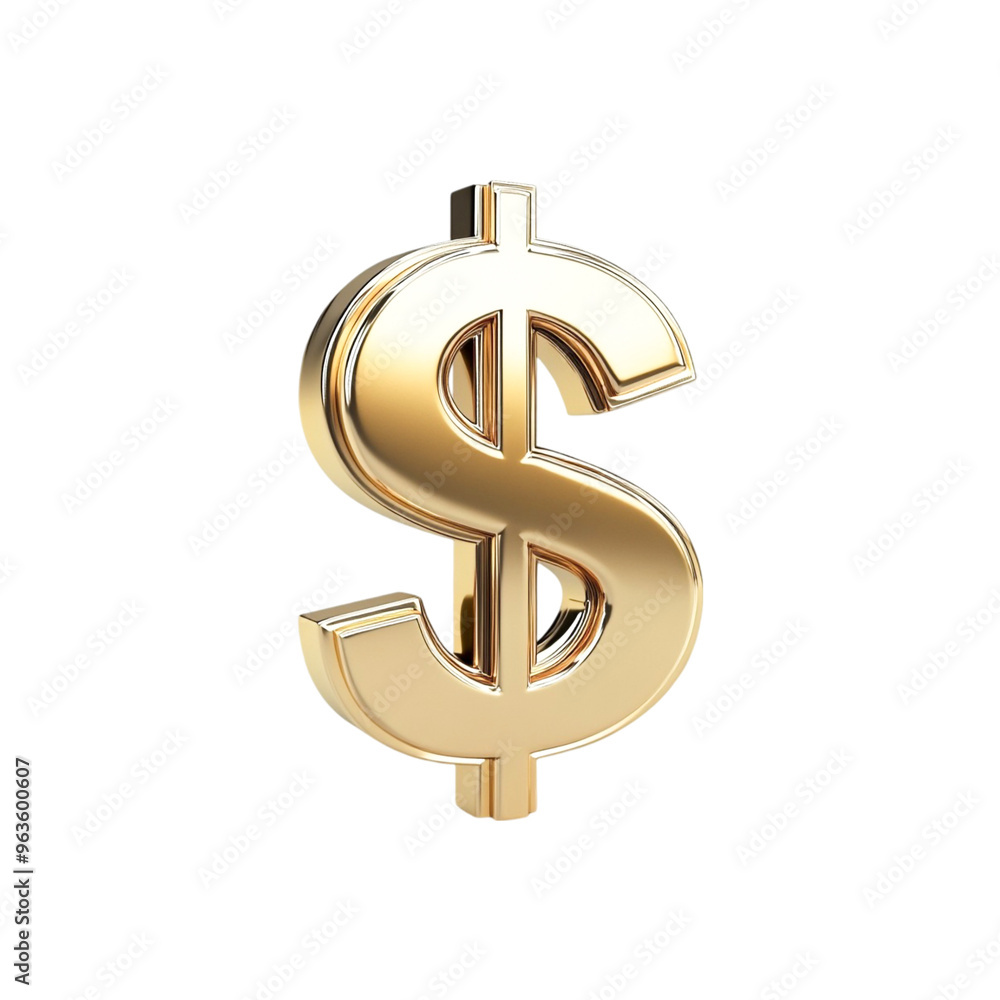 Wall mural gold dollar sign on a transparent background