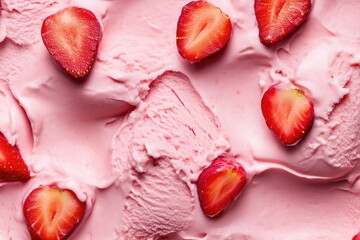 Homemade Strawberry Ice Cream Surface Detail and Texture