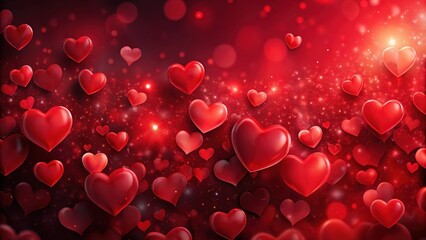 Obraz premium Valentine's Day background featuring abstract red hearts, perfect for holiday backdrop