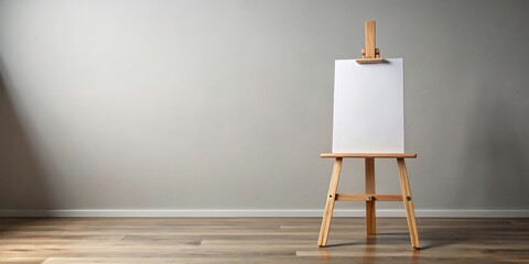 Wooden easel with blank canvas ready for painting