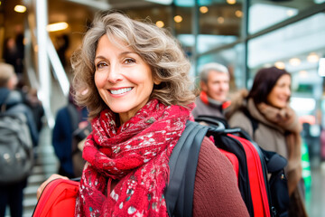 Fototapeta premium Mature woman leaving the airport