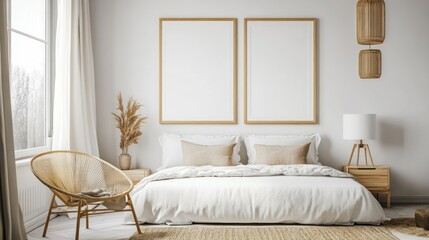 Minimalist Bedroom Interior with Wooden Accents