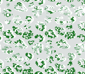Full seamless leopard cheetah texture animal skin pattern. Green textile fabric print. Suitable for fashion use. Vector illustration.