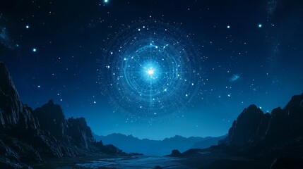 clear sky with hologram of zodia