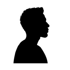 Silhouette of black handsome young man, side view,  vector illustration