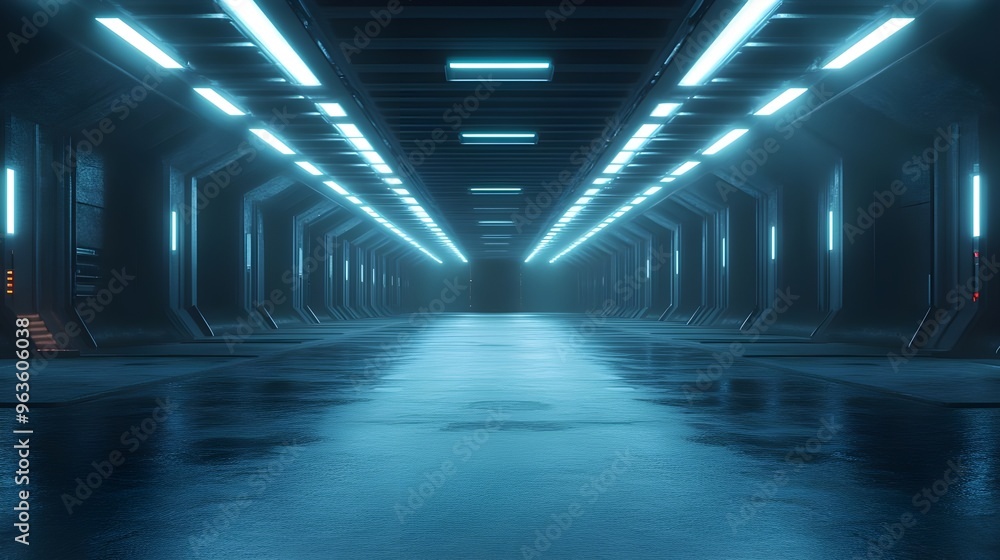 Aufkleber 3d rendering of a vast, empty futuristic sci-fi world scene image