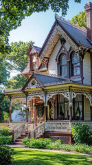 Charming Victorian-era house with intricate gingerbread details