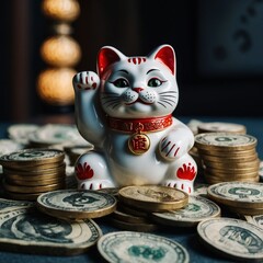 cat, animal, kitten, cute, vector, pet, black, cartoon, isolated, art, illustration, domestic, statue, feline, figurine, luck, decoration, kitty, souvenir, statuette, lucky