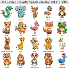 Fototapeta premium Cartoon Character Animals Collection Set of 200 Isolated Animals Part 5