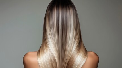 Fototapeta premium Photography of a beautiful woman with long, straight, and sleek hair, perfect for hair care advertisements, beauty products, or fashion editorials.