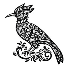 Obraz premium cendrawasih bird in zentangle art, stencil logo, black and white animal illustration