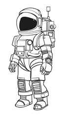 Obraz premium Children's coloring page with a fantasy spaceman in a simple outline.