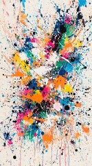 Colorful Ink Stains on White Background, Texture, Pattern Background, Wallpaper, Cover and Screen of Smartphone, PC, Laptop, 9:16 and 16:9 Format
