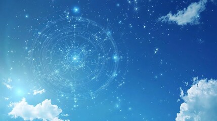 clear sky with hologram of zodiac