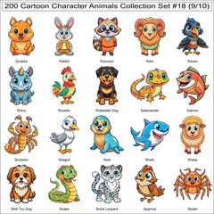 Cartoon Character Animals Collection Set of 200 Isolated Animals Part 9
