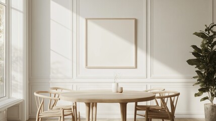 Minimalist Dining Room with Wooden Table and Chairs