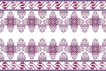 Geometric seamless fabric pattern, European native damask pattern, dark purple, light purple flowers, background, illustration, vector, wallpaper borderseamless pattern