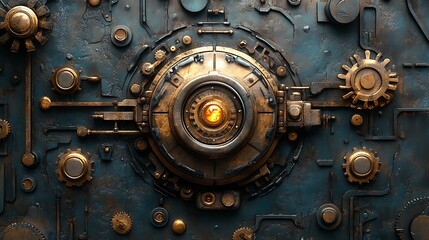 steampunk-inspired design featuring industrial themes and metal finishes