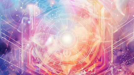 Obraz premium Abstract Colorful Geometric Pattern with Bright Light in the Center