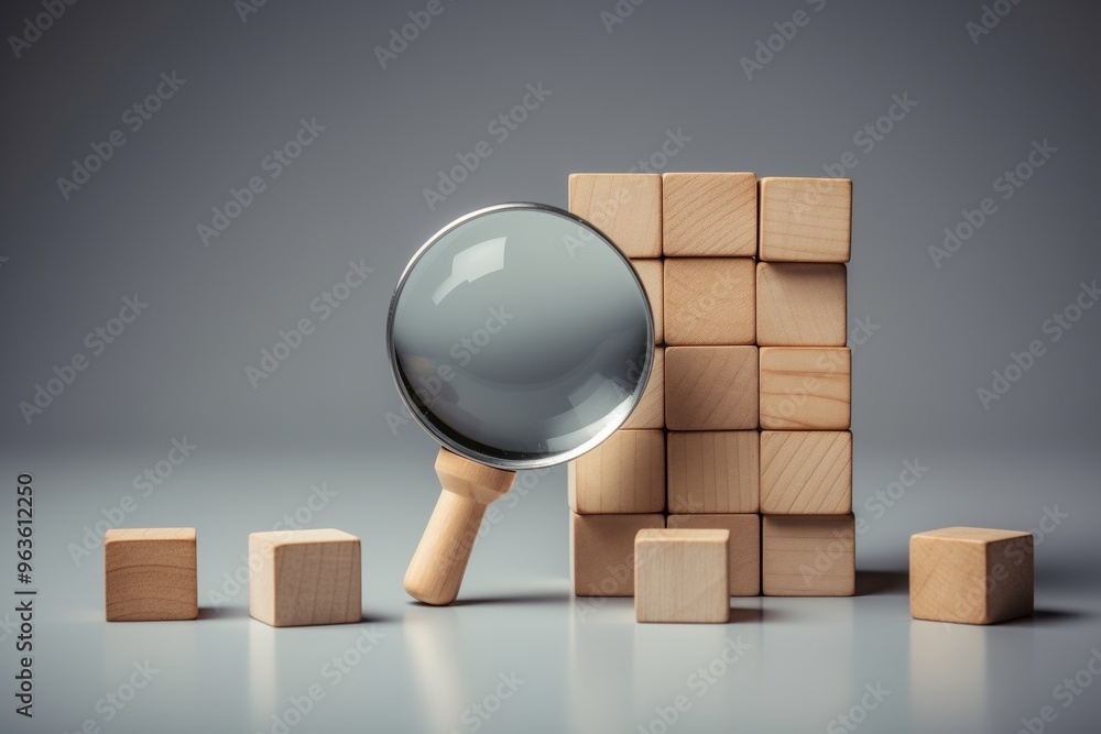 Poster problems and root cause analysis concept. define problems to find solution. the wooden cubes with il