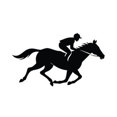 male Horse racing, vector silhouette running horse and jockey,  vector silhouette illustration,  