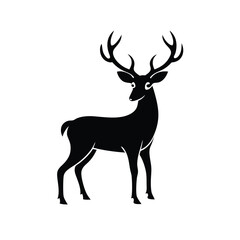 Obraz premium a black Deer vector illustration silhouette, isolated white background