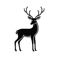 Obraz premium a black Deer vector illustration silhouette, isolated white background