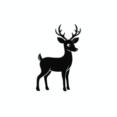 Fototapeta premium a black Deer vector illustration silhouette, isolated white background