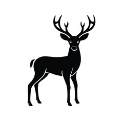 Obraz premium a black Deer vector illustration silhouette, isolated white background