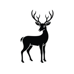 Obraz premium a black Deer vector illustration silhouette, isolated white background