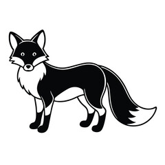 Fototapeta premium a black fox vector illustration silhouette, isolated white background, 