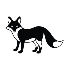 Obraz premium a black fox vector illustration silhouette, isolated white background, 