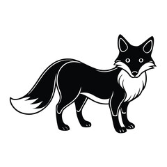 Obraz premium a black fox vector illustration silhouette, isolated white background, 