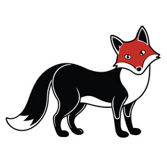 Fototapeta premium a black fox vector illustration silhouette, isolated white background, 