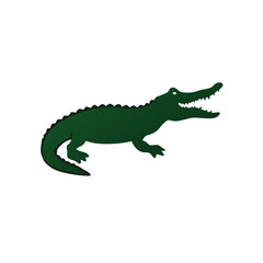 Obraz premium a crocodile side view vector silhouette illustration, isolated white background 